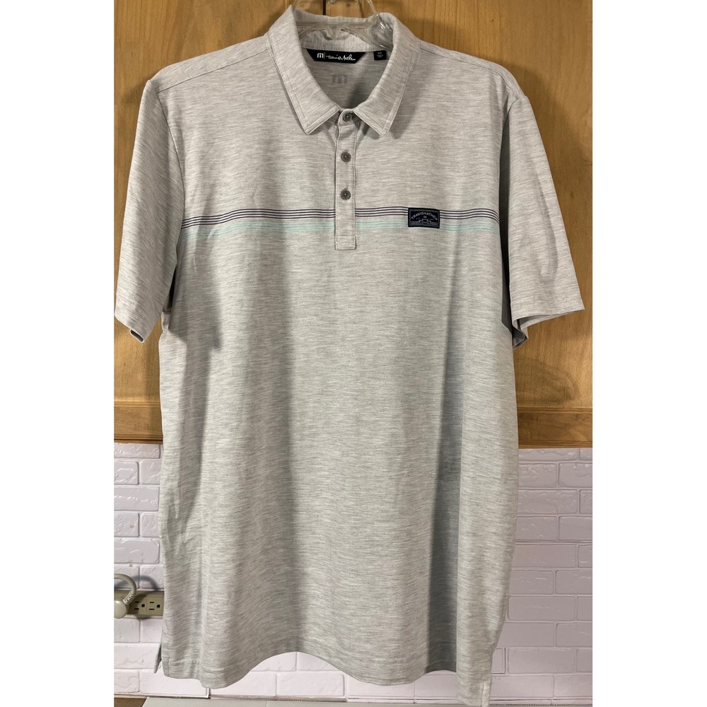 TravisMathew Polo Shirt Mens XXL Gray Short Sleeve Striped‎ Golf Top